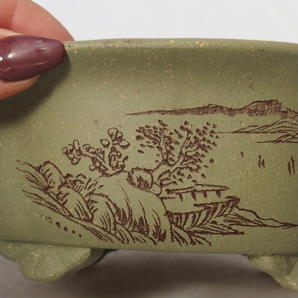 Cuenco bonsái de cerámica 15,5 x 13 x 6 cm, verde