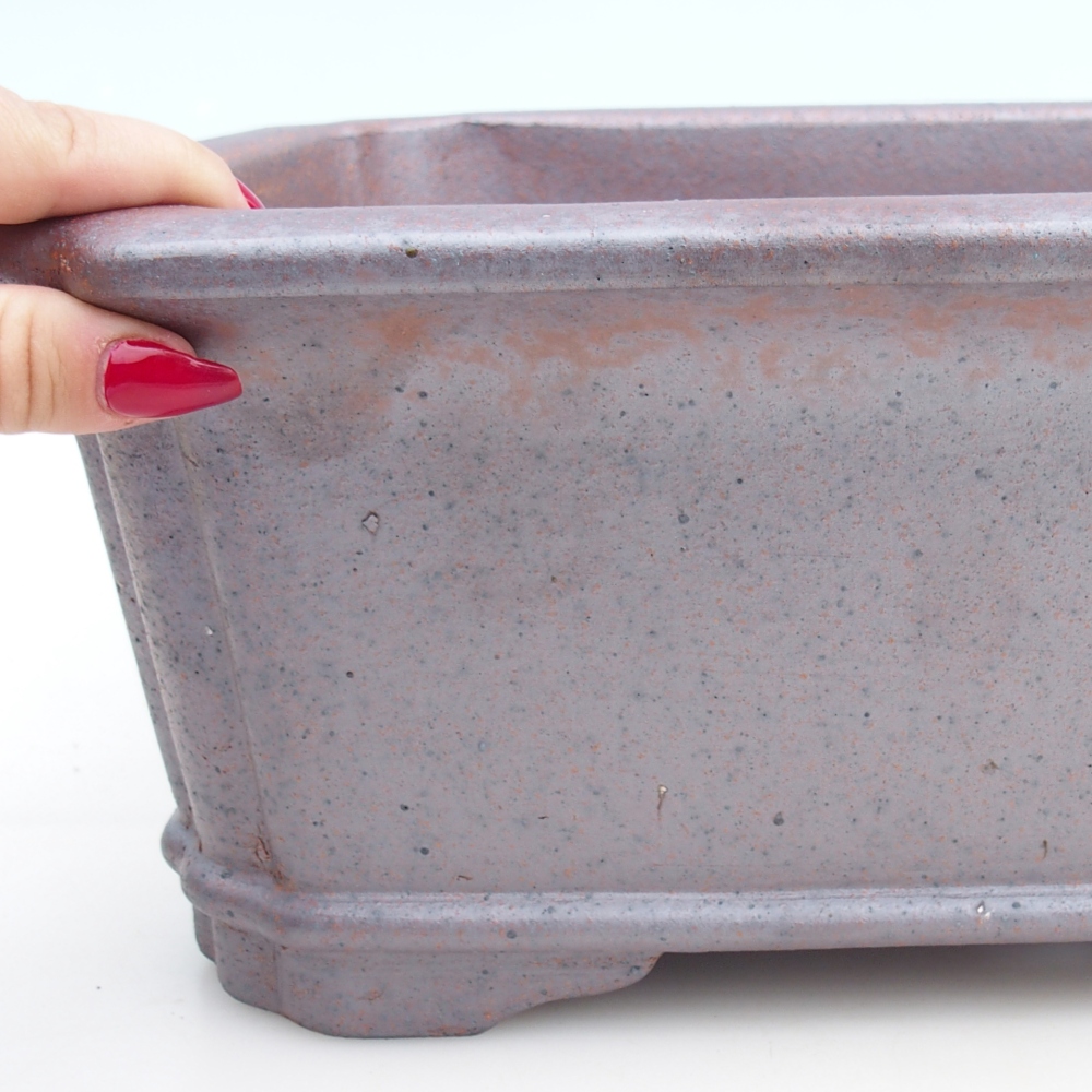 Cuenco bonsái de cerámica 36 x 28 x 13 cm, color metálico