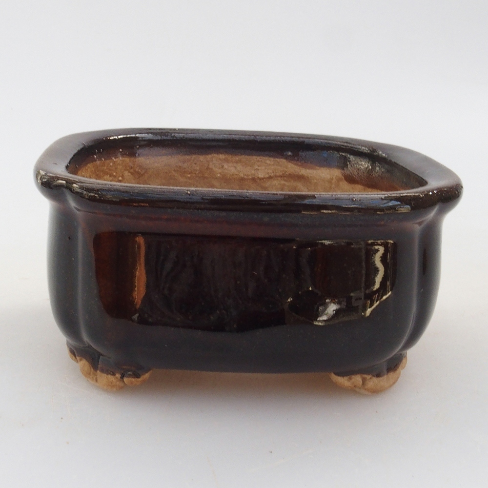 Cuenco bonsái de cerámica 10 x 8,5 x 4 cm, marrón