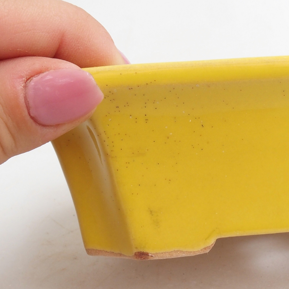Cuenco bonsái de cerámica 13 x 10,5 x 4 cm, amarillo