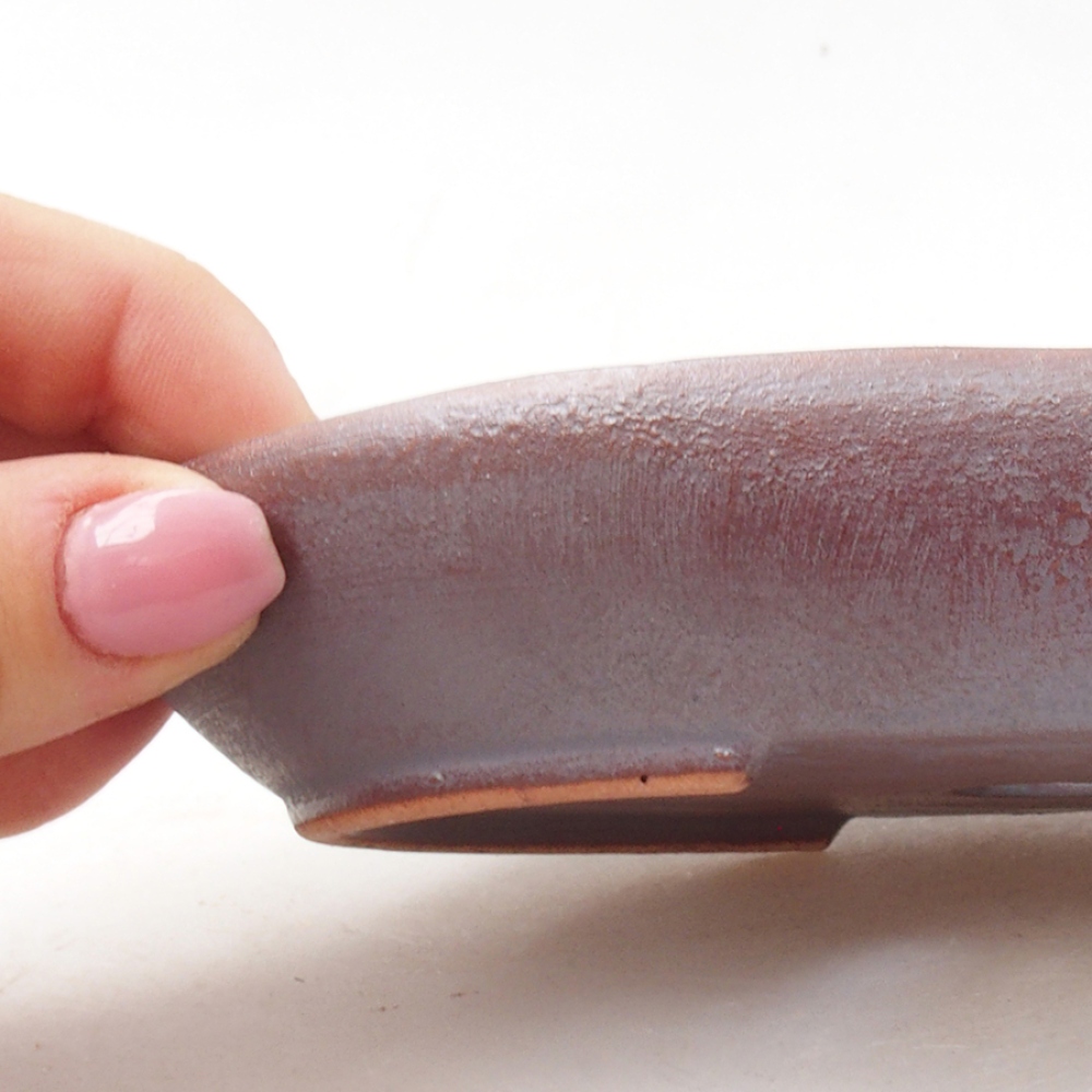 Cuenco bonsái de cerámica 15,5 x 11 x 3 cm, color metálico