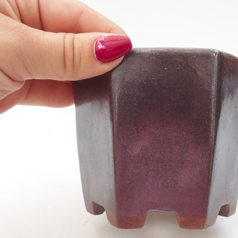 Cuenco bonsái de cerámica 9 x 8 x 8 cm, color metálico