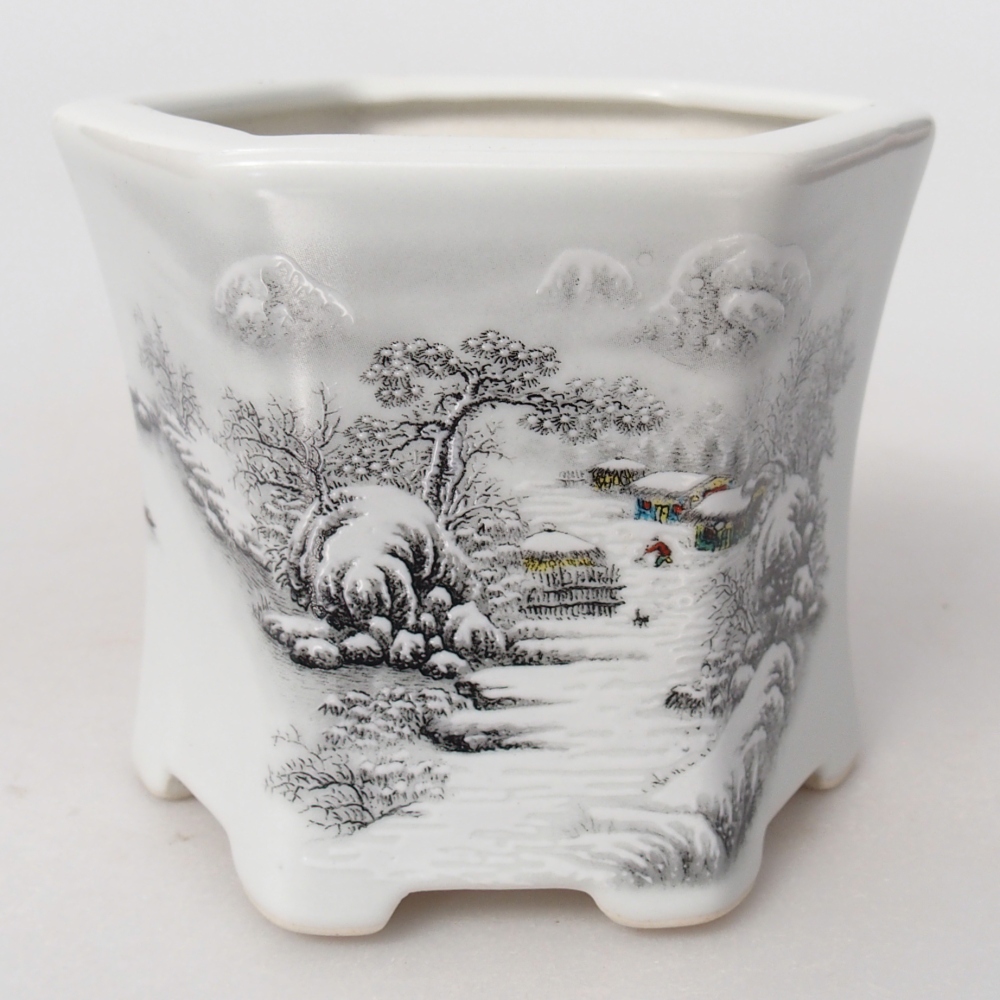 Cuenco bonsái de cerámica 10,5 x 9,5 x 9 cm, color blanco