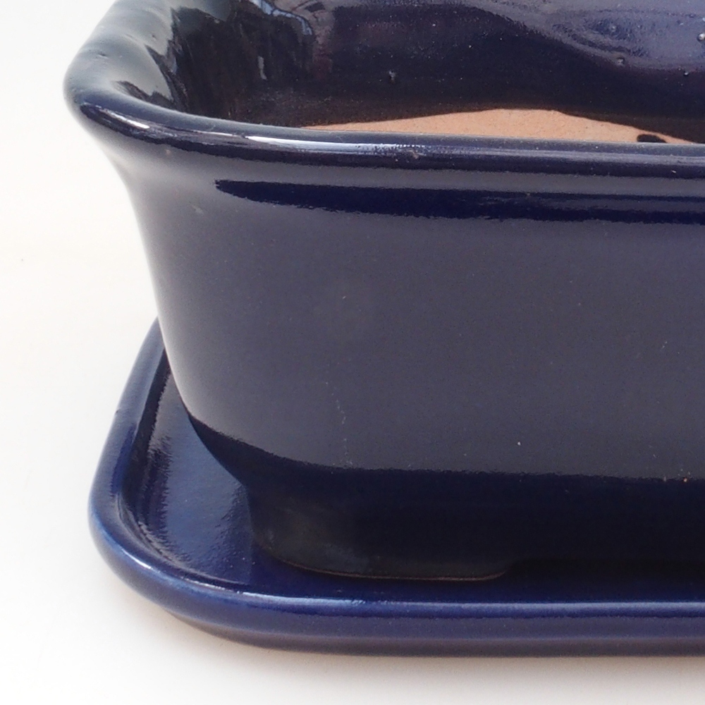 Cuenco bonsai + platillo H38 - 12x10x5,5 cm. - azul