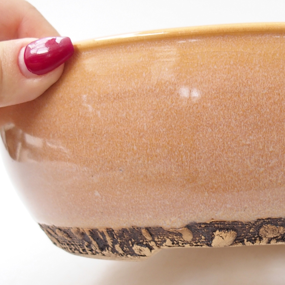 Cuenco bonsái de cerámica 20,5 x 20,5 x 7,5 cm, color beige