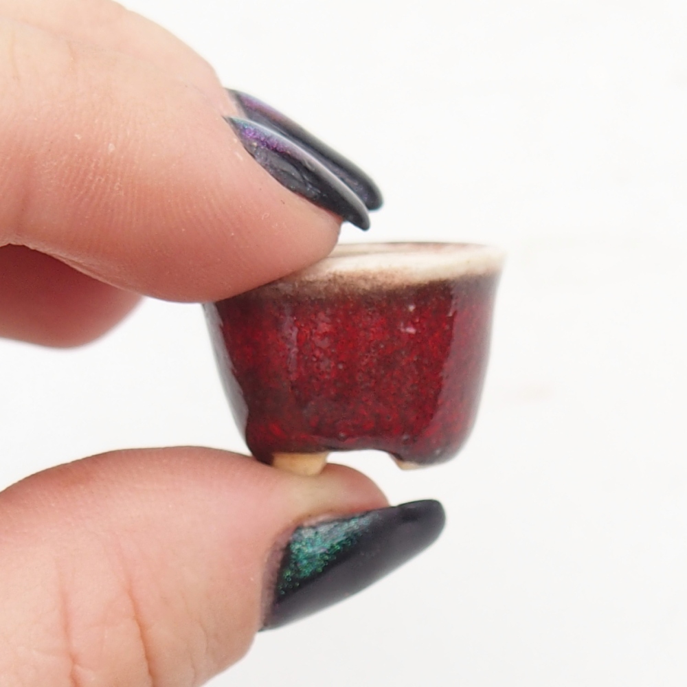 Cuenco mini bonsái 2 x 2 x 1,5 cm, color rojo