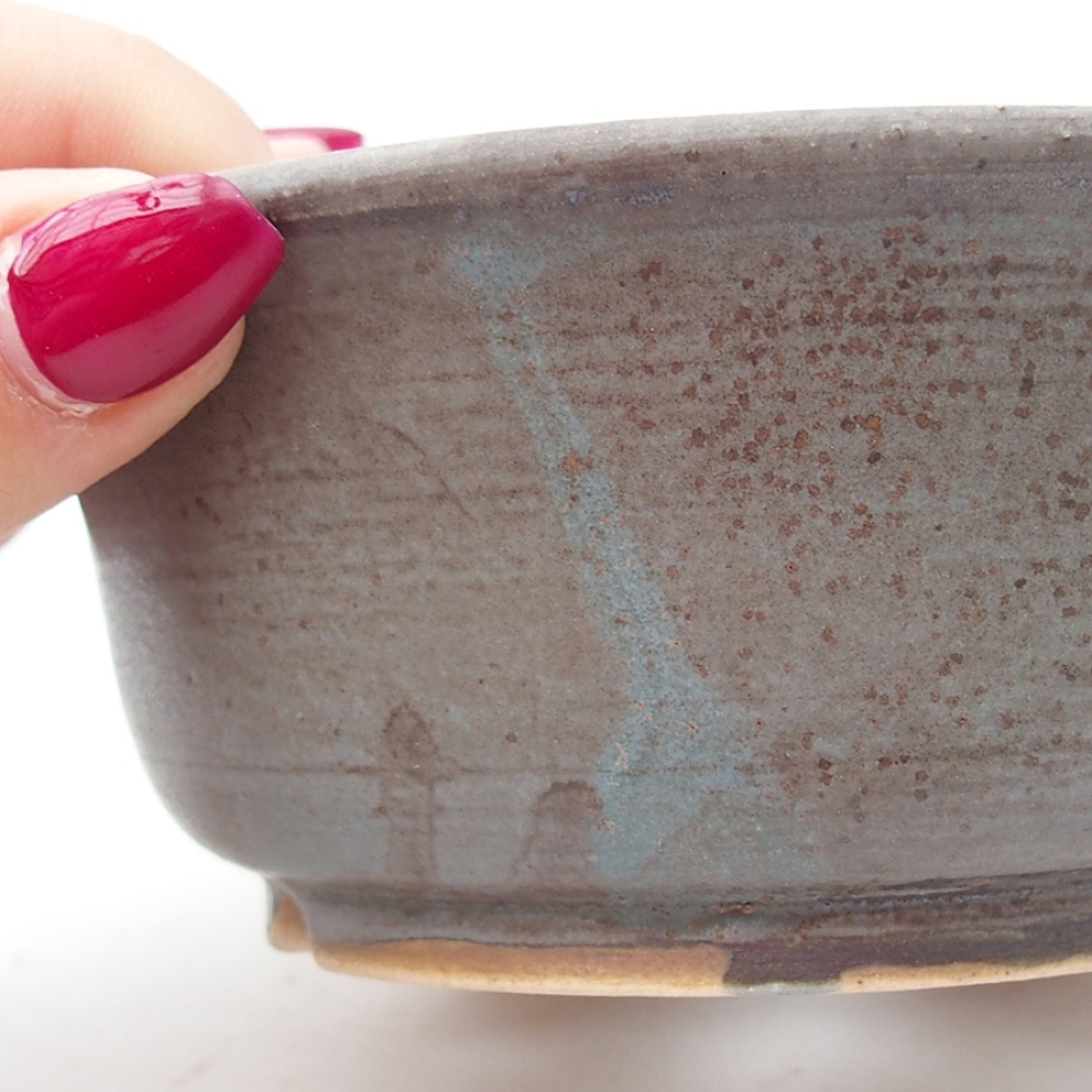 Cuenco bonsái de cerámica 11,5 x 11,5 x 5 cm, color azul