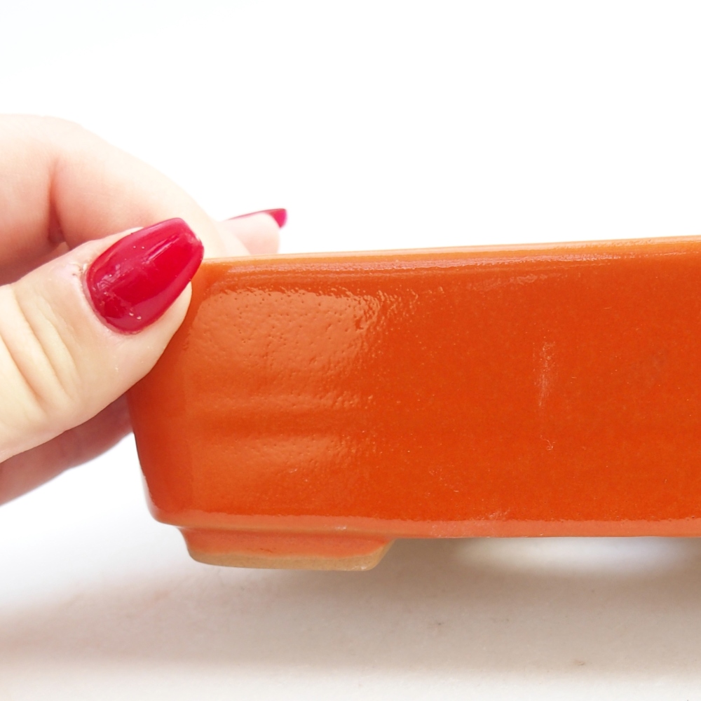 Cuenco bonsái de cerámica 14,5 x 10,5 x 4,5 cm, naranja