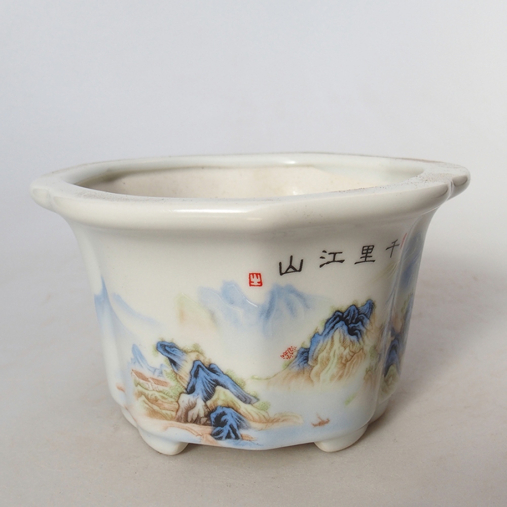 Cuenco bonsái de cerámica 11,5 x 11,5 x 6 cm, blanco