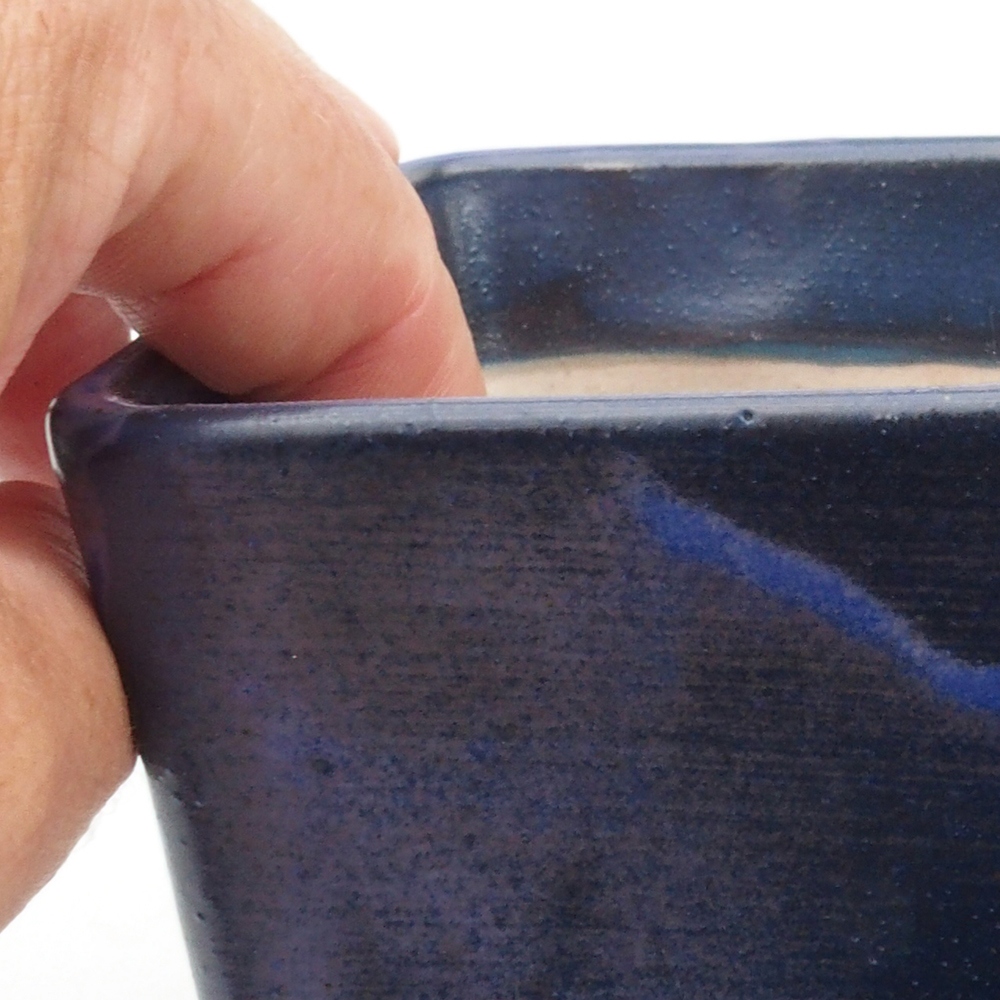 Cuenco bonsái de cerámica 10,5 x 10,5 x 10,5 cm, color azul