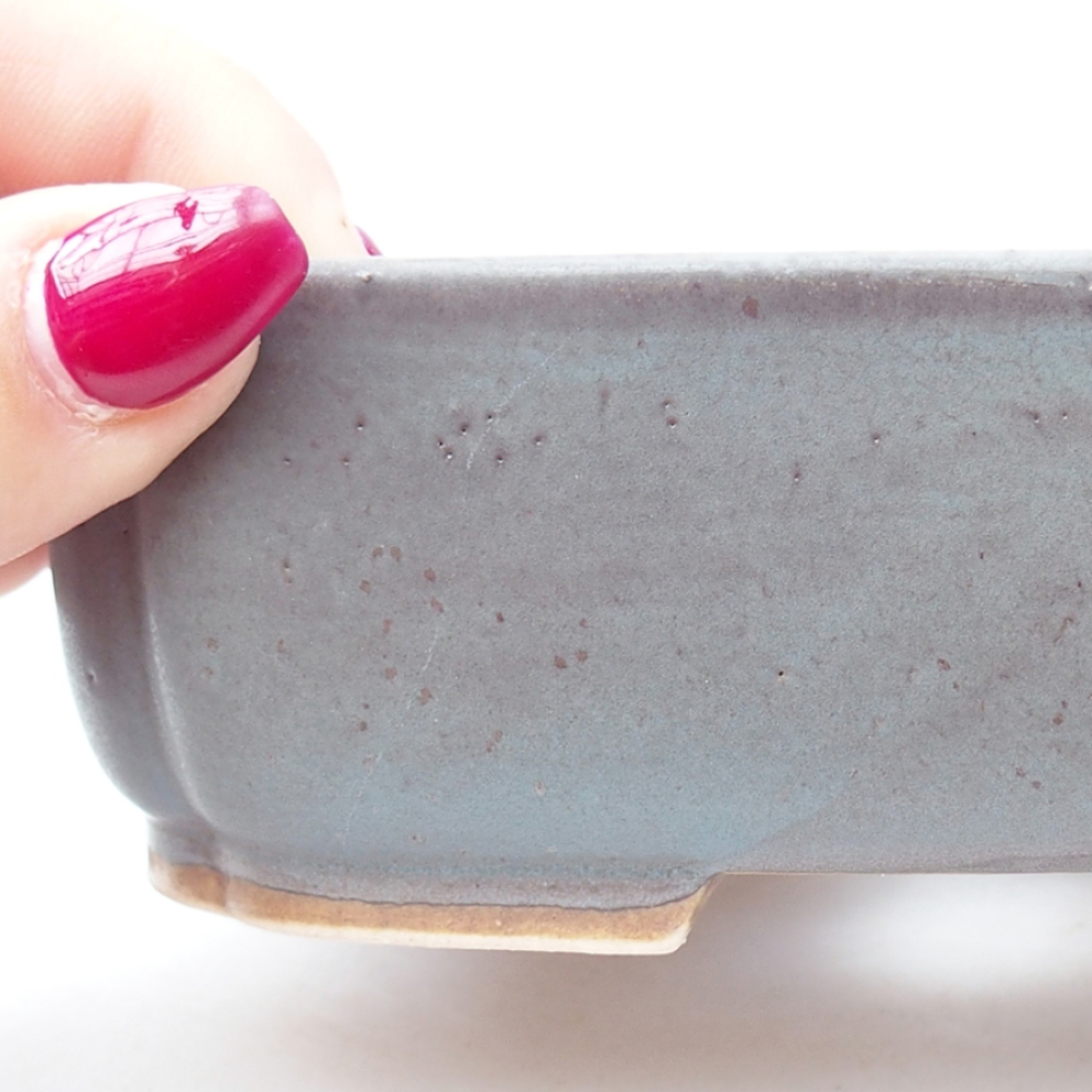 Cuenco bonsái de cerámica 13,5 x 12 x 4 cm, color azul