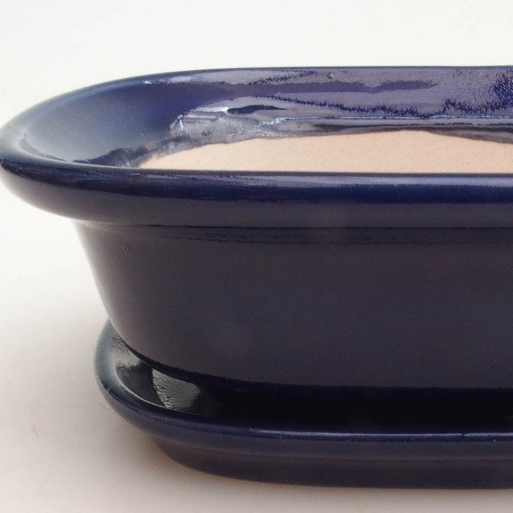 Cuenco bonsái + platillo H25 - 23 x 17 x 5,5 cm - azul