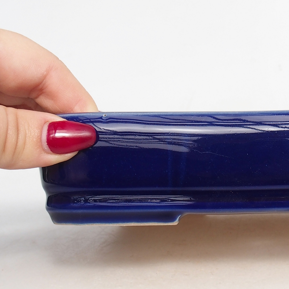 Cuenco bonsái de cerámica 18 x 13 x 4 cm, color azul