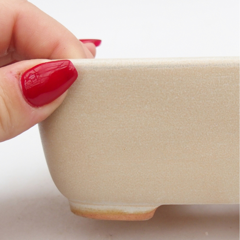 Cuenco bonsái de cerámica 12,5 x 10 x 5 cm, color beige