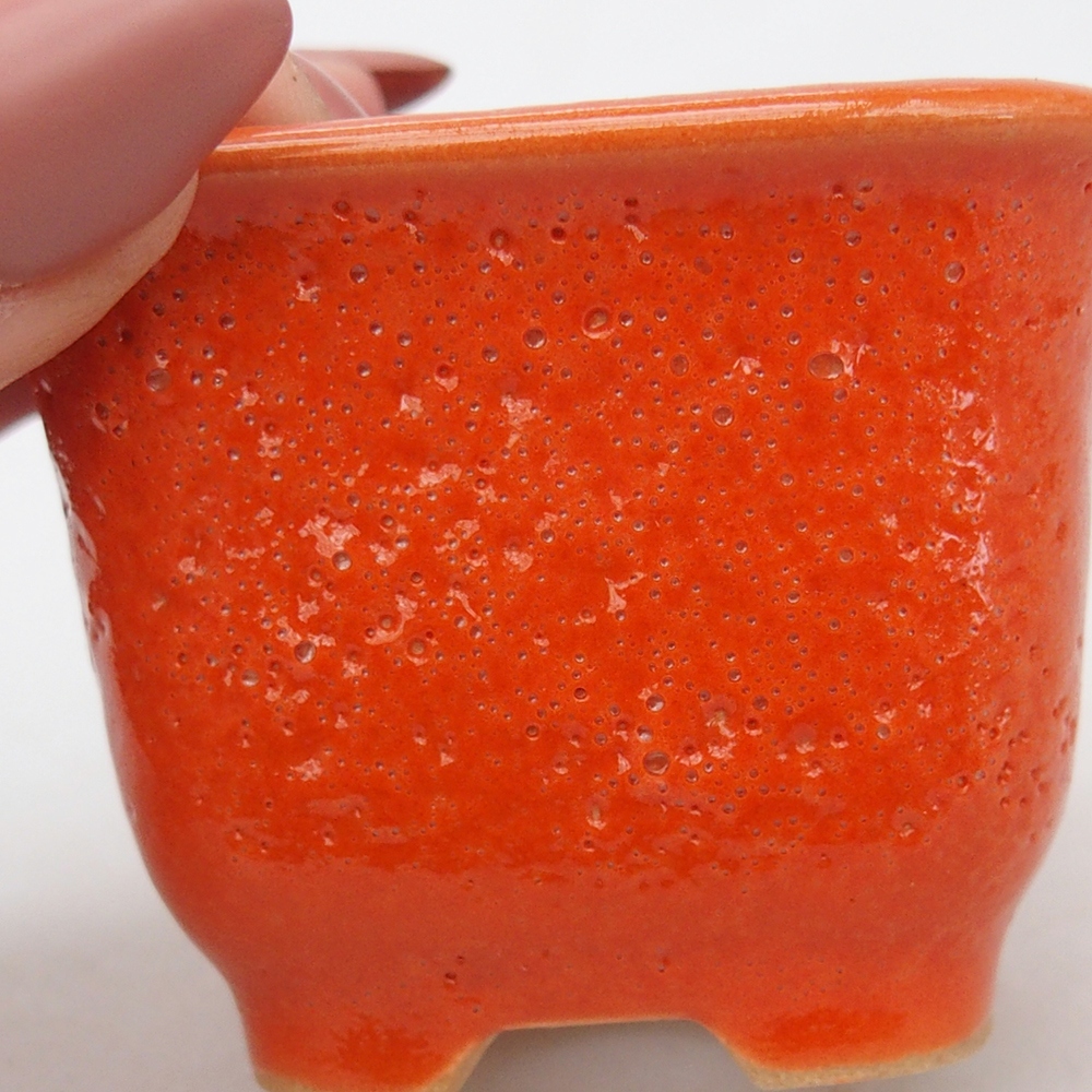 Cuenco bonsái de cerámica 6,5 x 6,5 x 5 cm, naranja