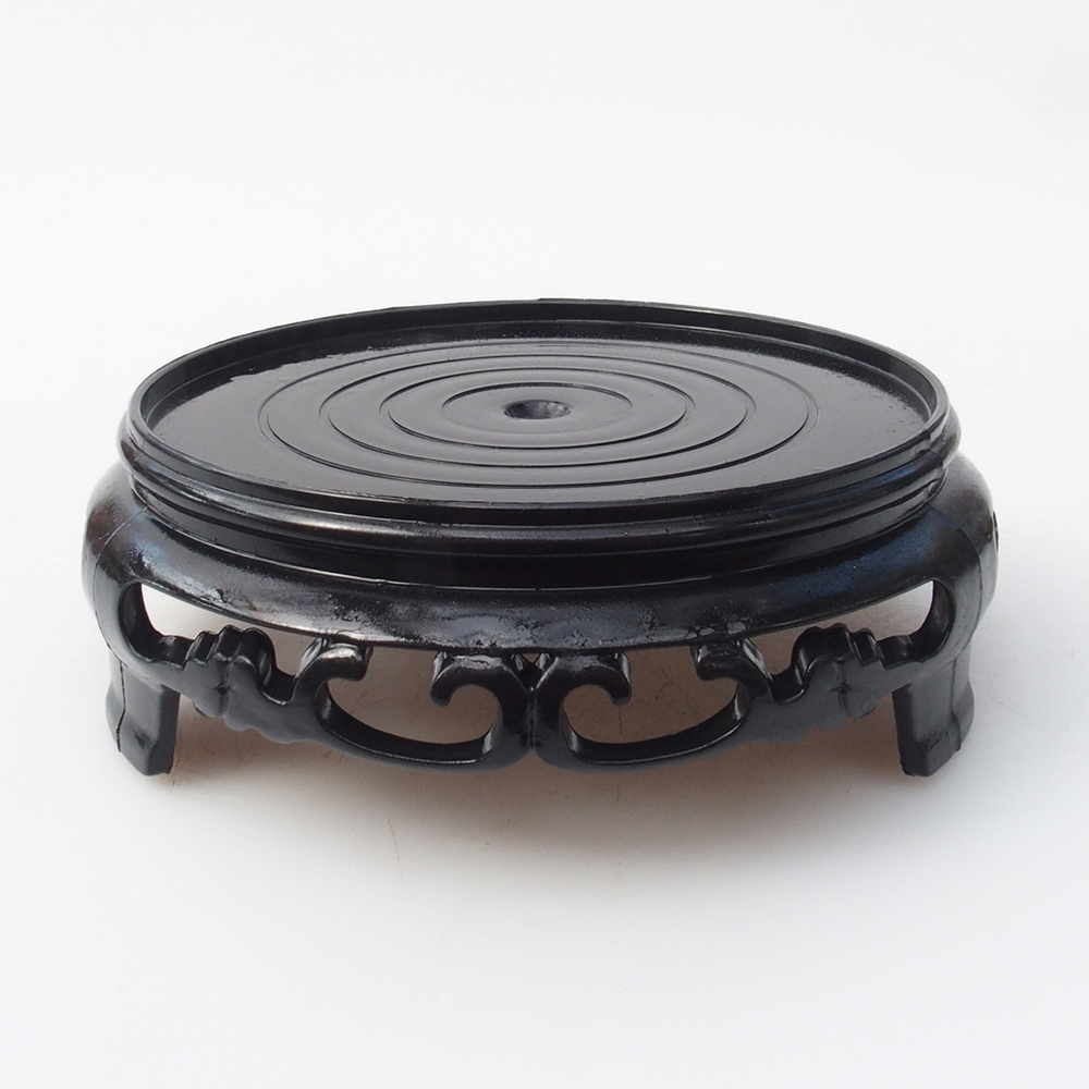 Mesa bonsai redonda de plástico 10 x 10 x 3,5 cm, negra