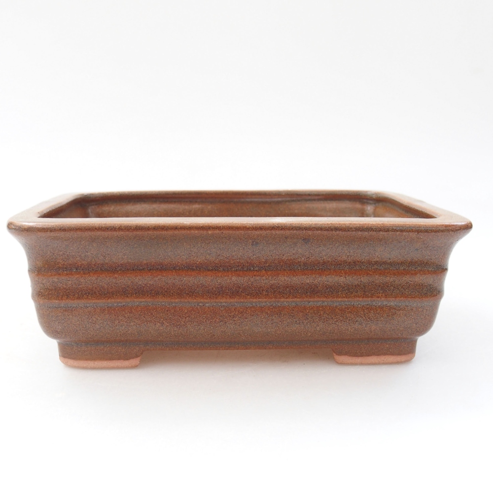 Cuenco bonsái de cerámica 13,5 x 9,5 x 4,5 cm, marrón