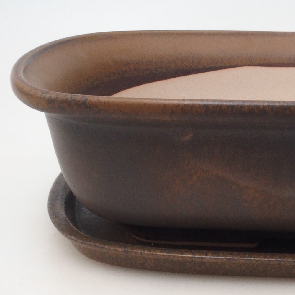 Cuenco bonsái + platillo H10 - 37 x 28 x 9 cm - marrón