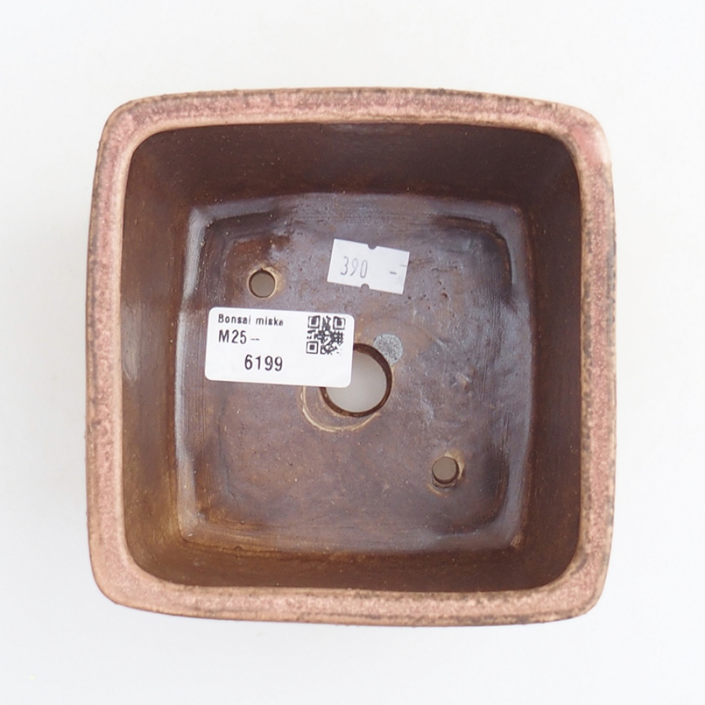 Cuenco bonsái de cerámica 10,5 x 10,5 x 7 cm, rosa