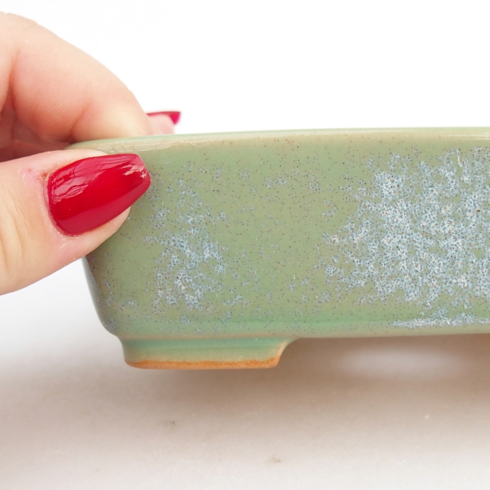 Cuenco bonsái de cerámica 12,5 x 9,5 x 3,5 cm, verde