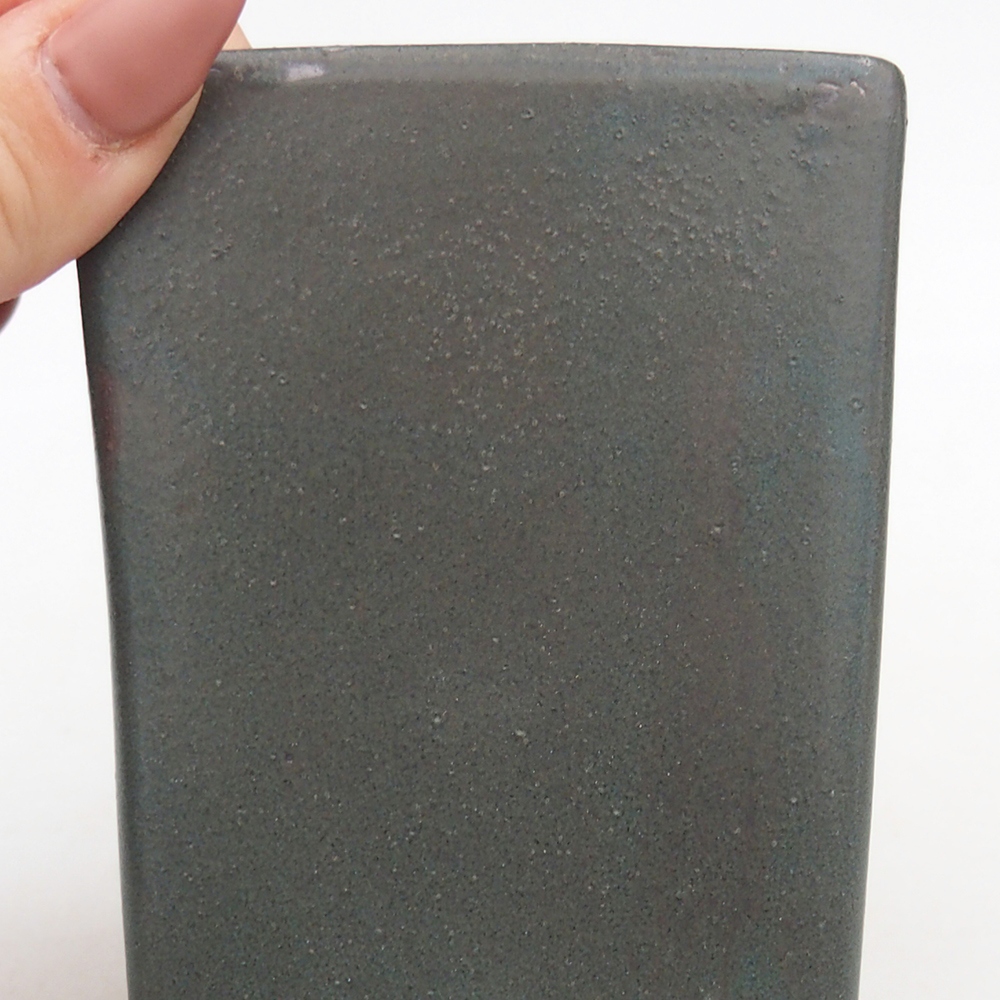 Cuenco bonsái de cerámica 7,5 x 7,5 x 8,5 cm, gris