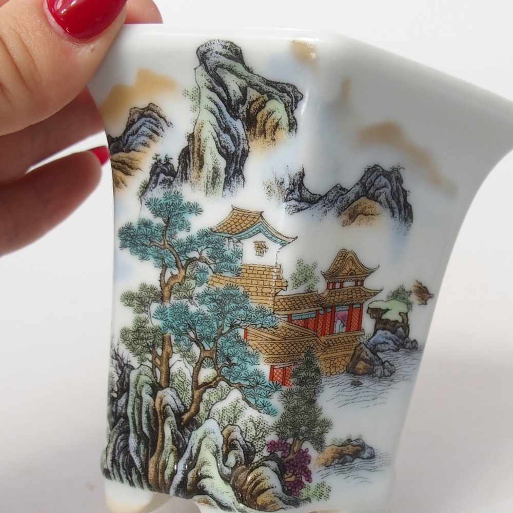 Cuenco bonsái de cerámica 10 x 9 x 9 cm, color blanco