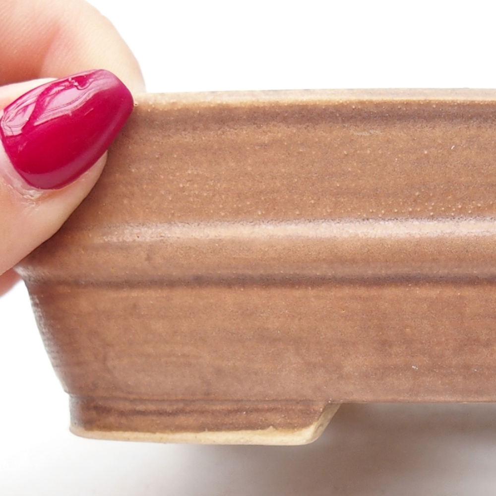 Cuenco bonsái de cerámica 14,5 x 11,5 x 4 cm, marrón