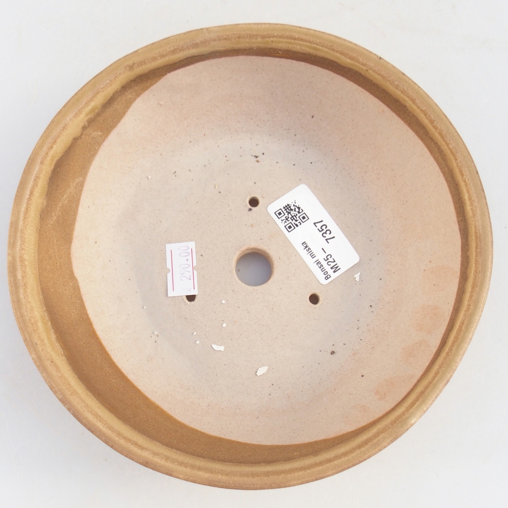 Cuenco bonsái de cerámica 17,5 x 17,5 x 5 cm, color beige