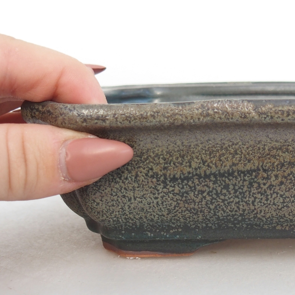 Cuenco bonsái de cerámica 18 x 13,5 x 5 cm, gris