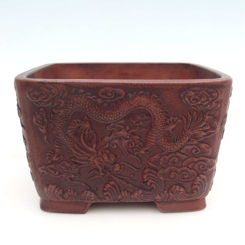 Cuenco bonsái de cerámica 21 x 21 x 13 cm, marrón