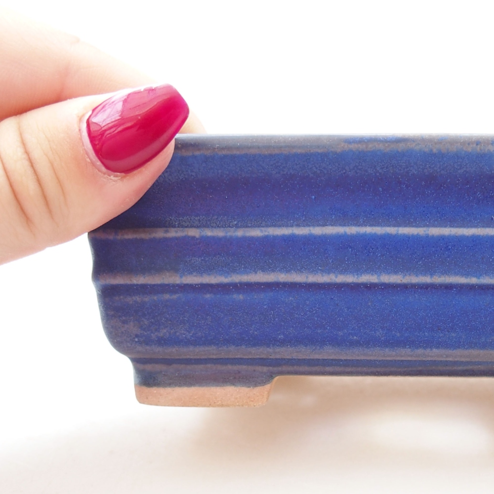 Cuenco bonsái de cerámica 13,5 x 9,5 x 4,5 cm, color azul