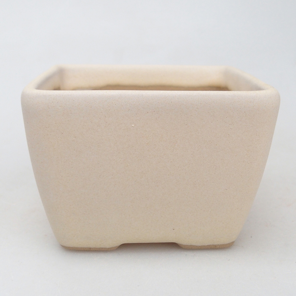 Cuenco bonsái de cerámica 8,5 x 8,5 x 6 cm, color beige