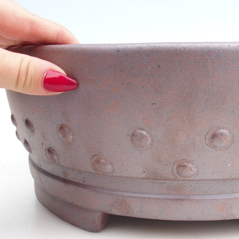 Cuenco bonsái de cerámica 31,5 x 31,5 x 12 cm, color metálico