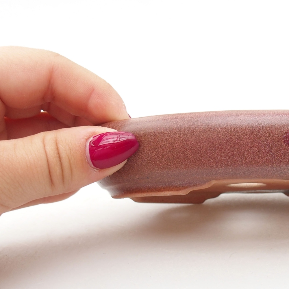 Cuenco bonsái de cerámica 13 x 10 x 2,5 cm, color burdeos