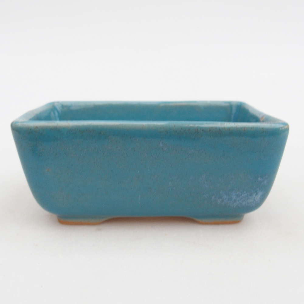 Cuenco bonsái de cerámica 10,5 x 7,5 x 4,5 cm, color azul