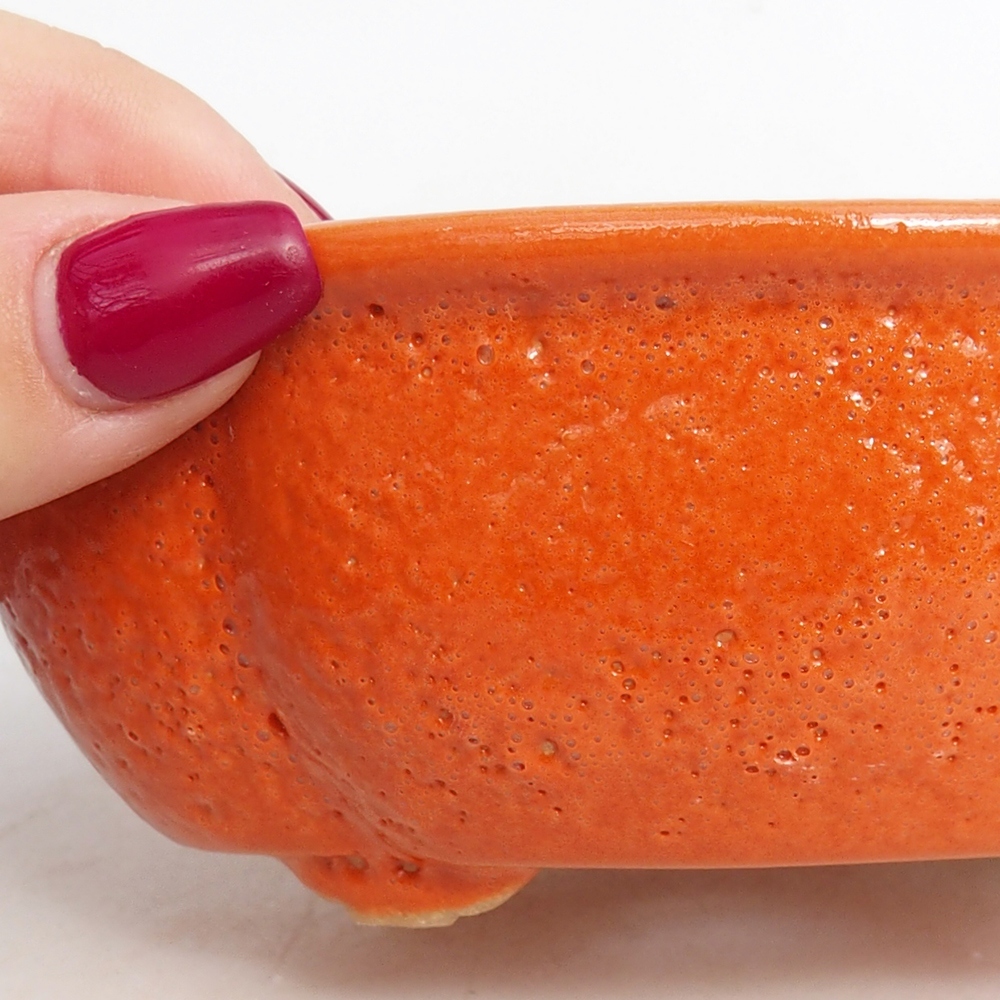 Cuenco bonsái de cerámica 13 x 10,5 x 5,5 cm, naranja