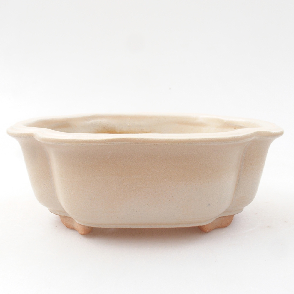 Cuenco bonsái de cerámica 13,5 x 10 x 5 cm, color beige