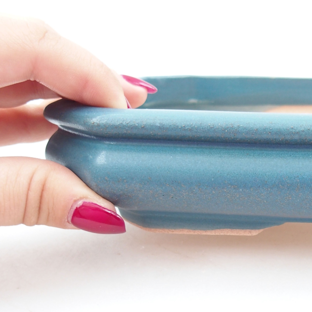 Cuenco bonsái de cerámica 18,5 x 13,5 x 4 cm, color azul