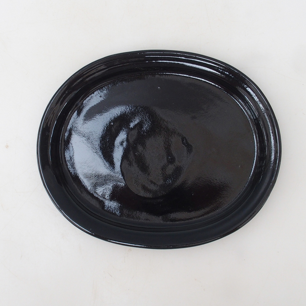 Platillo oval Bonsai S - 20 x 16,5 x 1,5 cm - negro