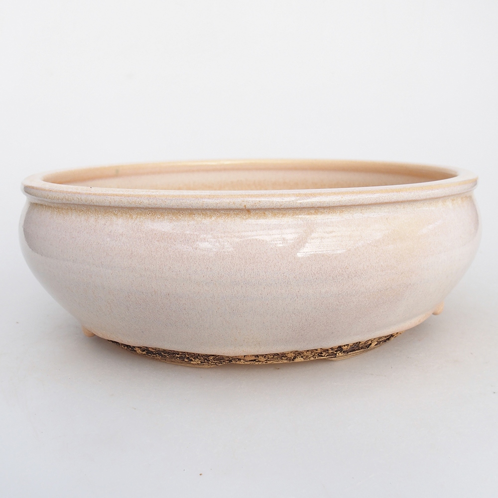 Cuenco bonsái de cerámica 21,5 x 21,5 x 7,5 cm, color beige