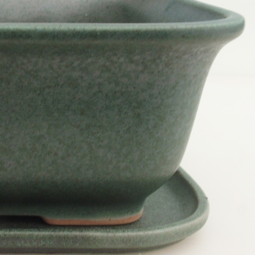 Cuenco bonsái + platillo H36 - 17 x 15 x 7,5 cm - verde