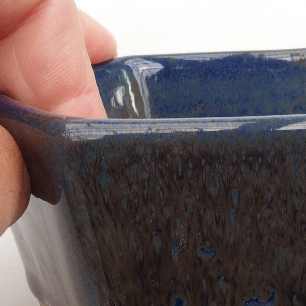 Cuenco bonsái de cerámica 9,5 x 9 x 4,5 cm, color azul