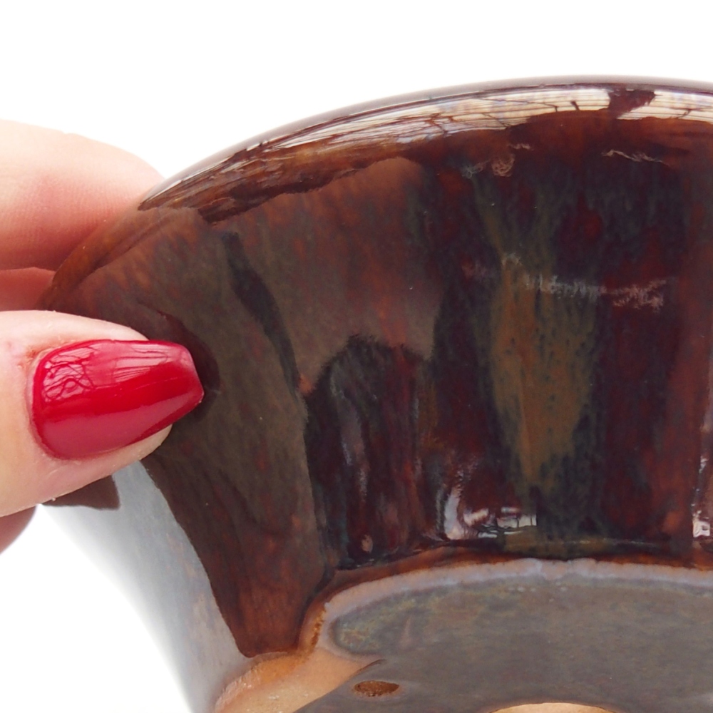 Cuenco bonsái de cerámica 13,5 x 13,5 x 5 cm, marrón