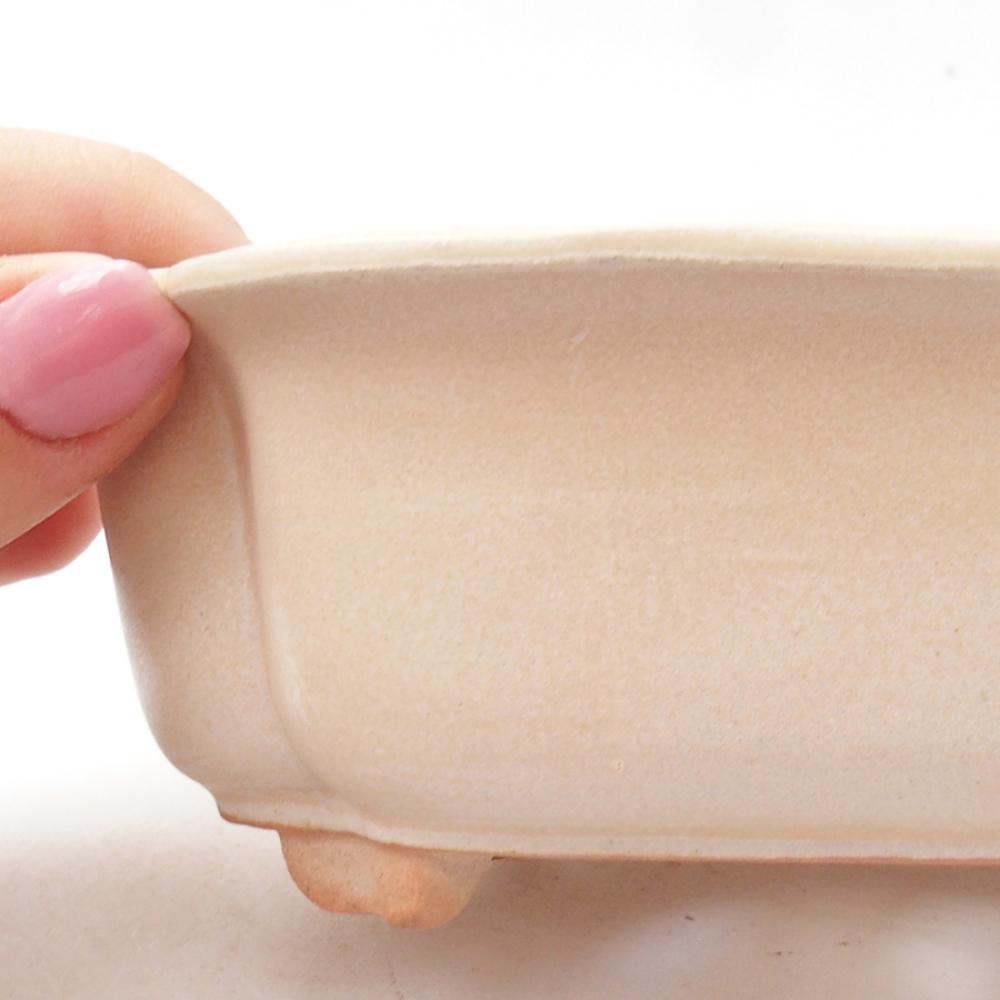 Cuenco bonsái de cerámica 13,5 x 10 x 5 cm, color beige