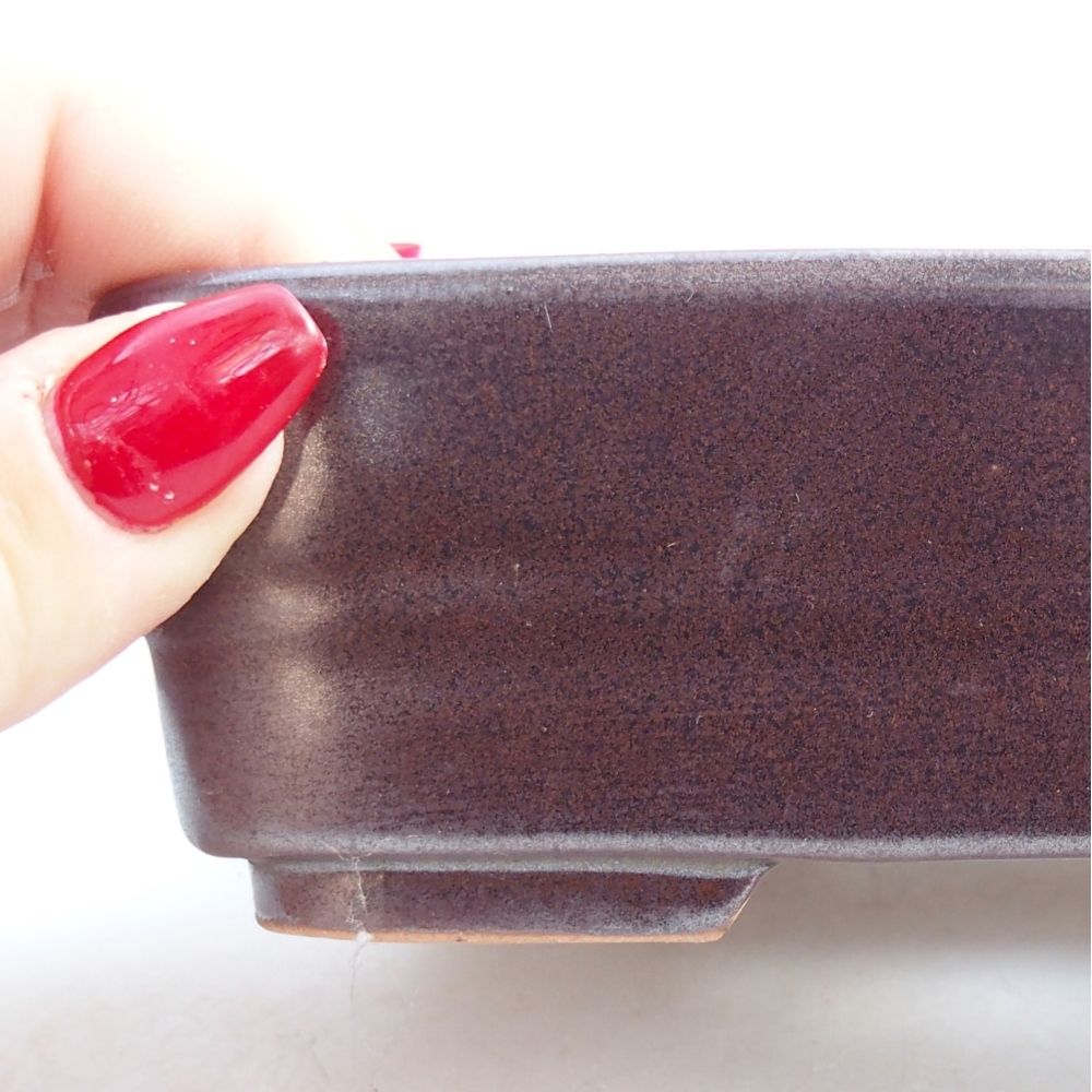 Cuenco bonsái de cerámica 14,5 x 10,5 x 4,5 cm, color metálico