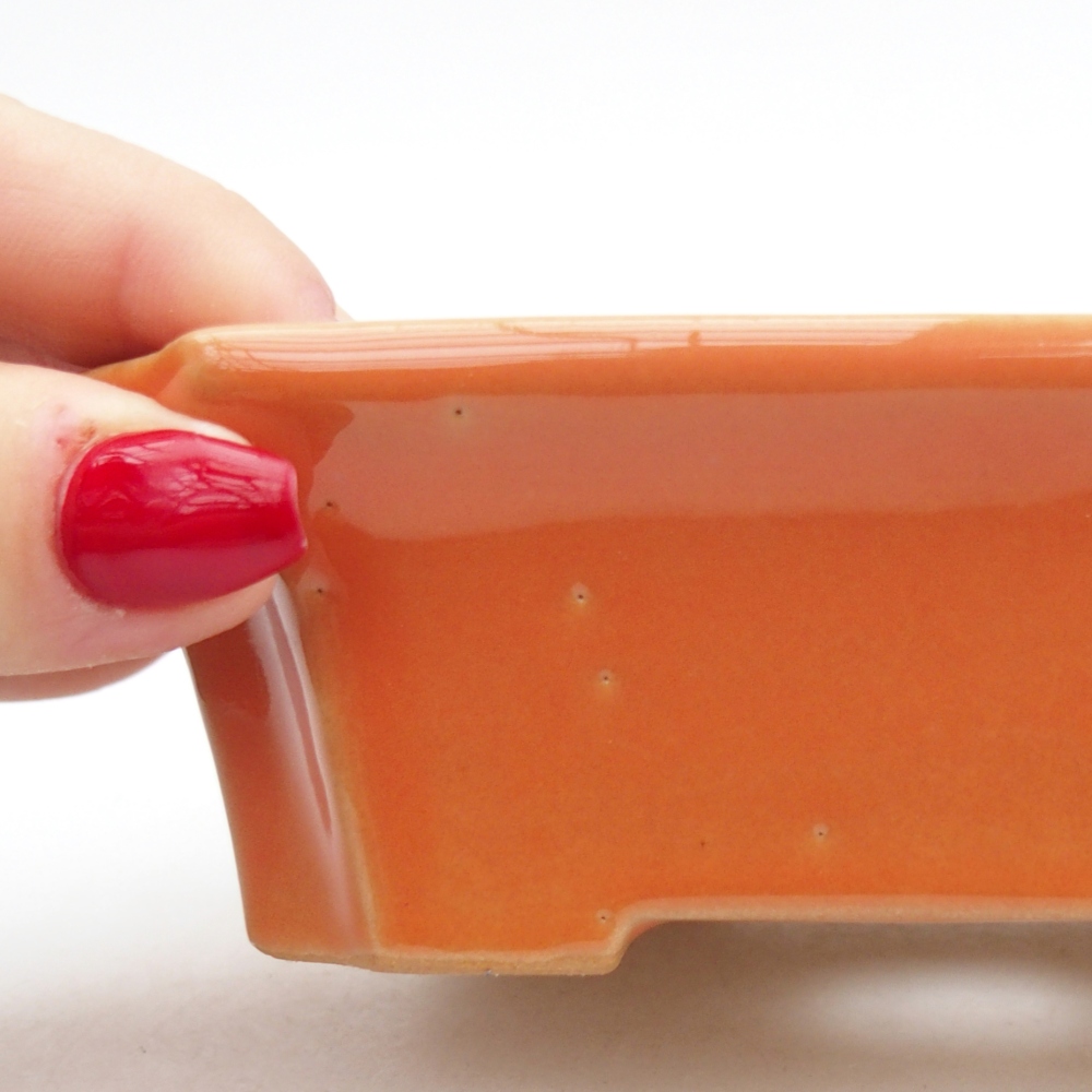 Cuenco bonsái de cerámica 13 x 10,5 x 4 cm, naranja