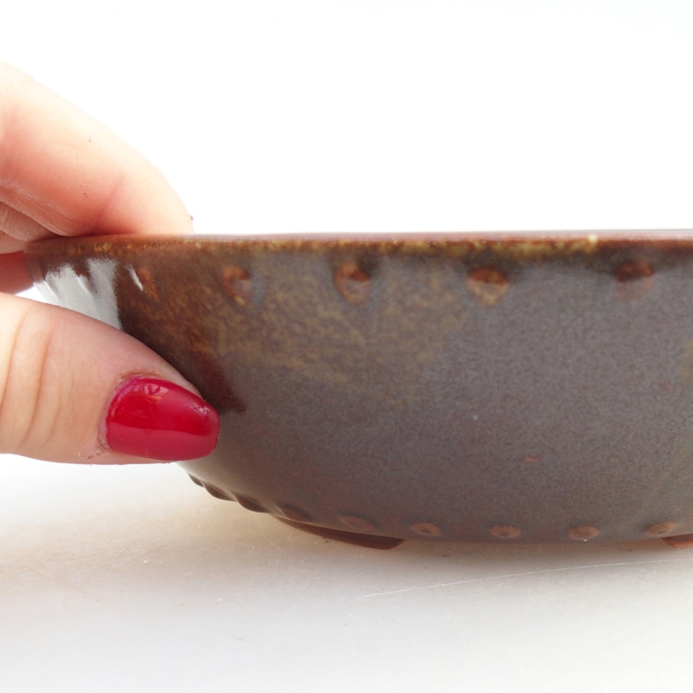 Cuenco bonsái de cerámica 17,5 x 17,5 x 5 cm, marrón
