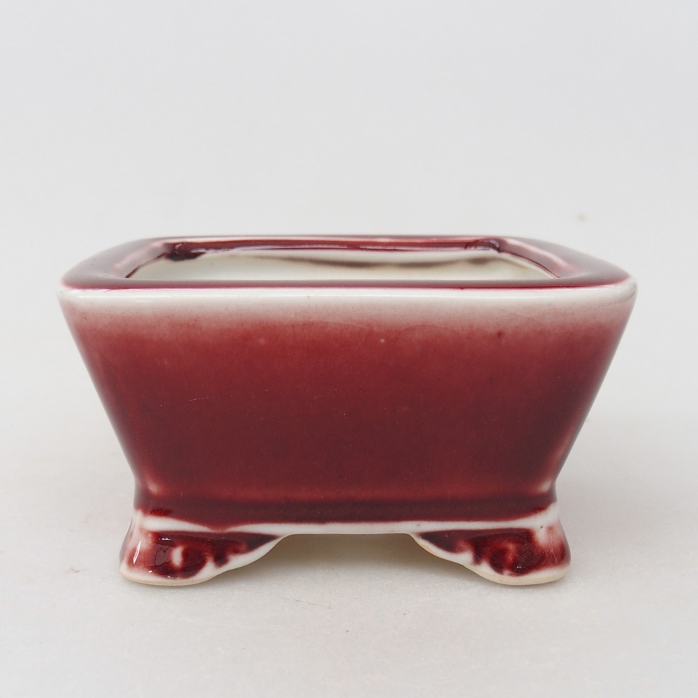 Cuenco bonsái de cerámica 9,5 x 9,5 x 5 cm, color rojo