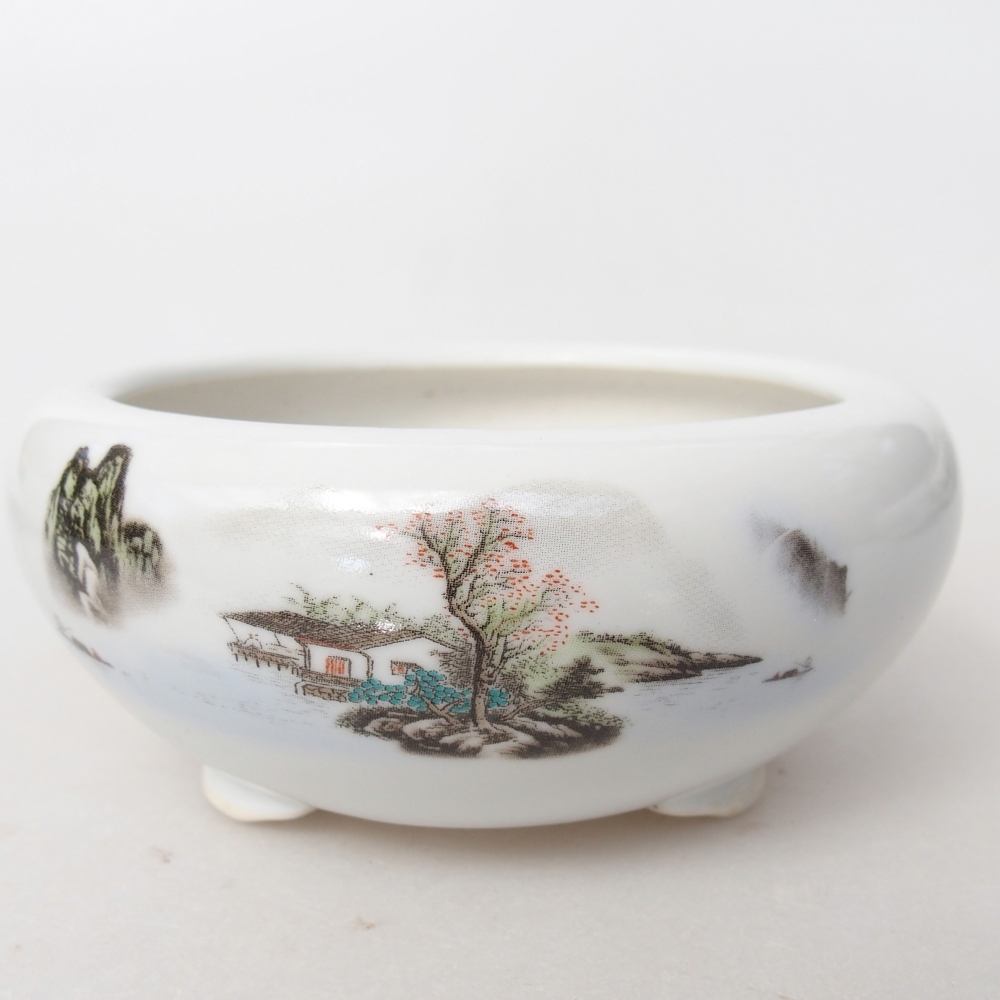 Cuenco bonsái de cerámica 10 x 10 x 5 cm, color blanco