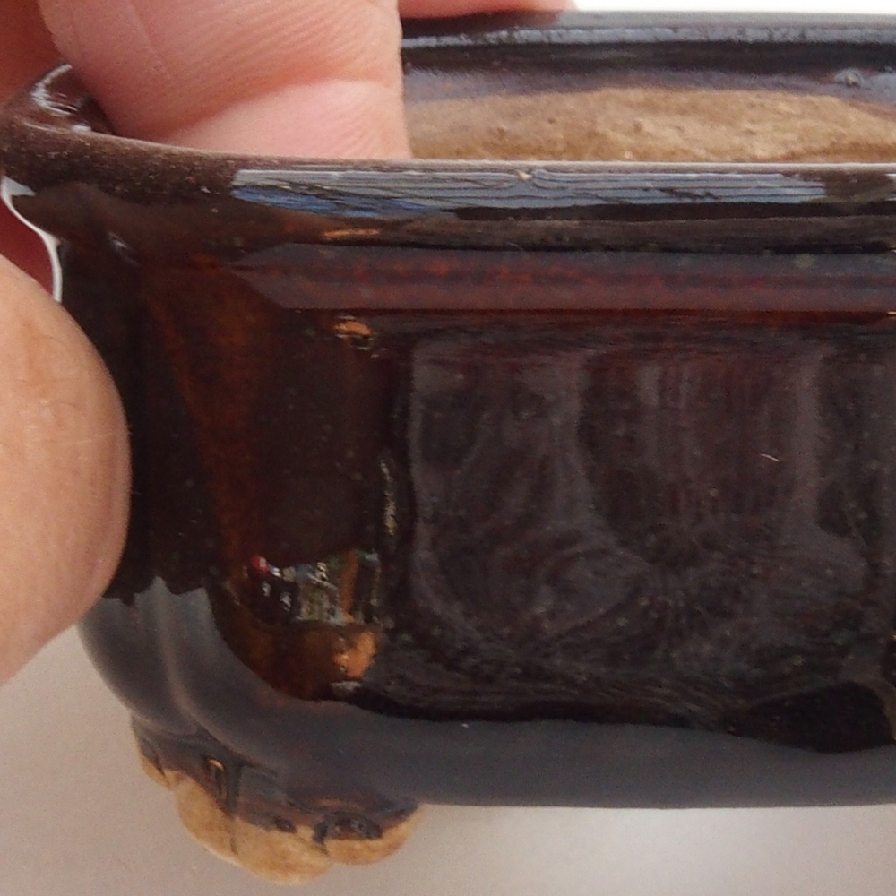 Cuenco bonsái de cerámica 10 x 8,5 x 4 cm, marrón